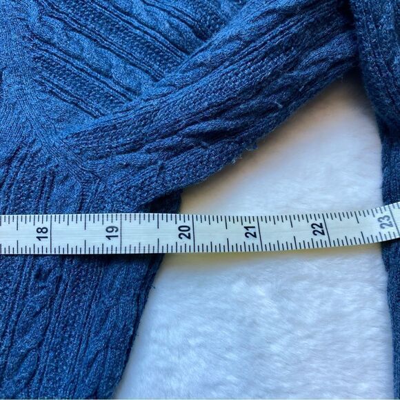 Eddie Bauer Blue Cable Knit Cardigan Sweater Size Medium - Picture 8 of 10
